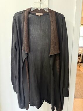 Black and Brown Open-Front Women's Cardigan Sweater